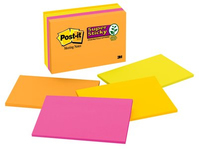 Post-It Super Sticky Notes, 6 in x 4 in, Rio de Janeiro Collection, 8 Pads/Pack Orange, Rose, Jaune 45 feuilles Auto-adhésif
