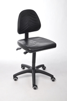 Arbeitsstuhl Modell 8545, 520-720mm, Gleiter, Kunststoff-Fußkreuz, Fußring, Kunstleder-Sitz Schwarz