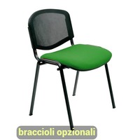 Sedia visitatore 4 gambe Unisit Dado D5N schienale in rete - rivestimento eco verde - Conf. 2 pezzi - D5N/2/EV