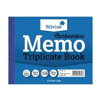 Silvine 102x127mm Triplicate Memo Book Carbonless Ruled 1-100 Taped Clot(Pack 5)