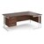 Maestro 25 right hand ergonomic desk 1800mm wide with 3 drawer pedestal - white cantilever frame, walnut top