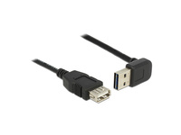 Verlängerungskabel USB 2.0 EASY Stecker A oben/unten gewinkelt an Buchse A, schwarz, 1m, Delock® [83