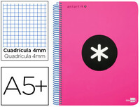 Cuaderno Espiral Liderpapel A5 Antartik Tapa Dura 80H 100 G Cuadro 5Mm con Margen Color Rosa Fluor