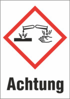 Gefahrgut-Schild, Symbol: GHS05/Text: "Achtung", (B) 37 mm, Kunststoff, 013.28-9