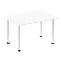 Impulse 1200mm Straight Table White Top Chrome Post Leg I003584