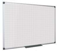 Bi-Office Maya Gridded Magnetic Lacquered Steel Whiteboard Aluminium Frame 2400x1200mm