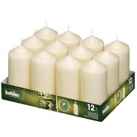 Bolsius Ivory Pillar Tall Wax Candles Burn Time 33 hr Pack of 12 - 120mm