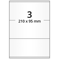 Universaletiketten 210 x 95 mm, 1.500 Haftetiketten weiß auf DIN A4 Bogen, Papier permanent
