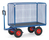 fetra® Handpritschenwagen, Ladefläche 2000 x 1000 mm, 4 Drahtgitterwände 1000 mm, Zugöse, Lufträder