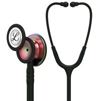 3M™ Littmann® Classic III™ Stethoskop zur Überwachung, regenbogenfarbenes Bruststück, Schlauchanschluss und Ohrbügel in Schwarz, schwarzer Schlauch, 69 cm, 5870
