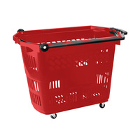 Roller Basket "Big" - Shopping Basket 42 litre, for pulling and carrying | red