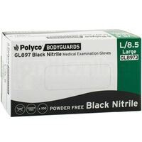 Black Nitrile Powder Free Gloves - Large - Box Of 100