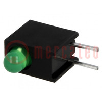 LED; in housing; green; 3mm; No.of diodes: 1; 20mA; 40°; 2.2÷2.5V