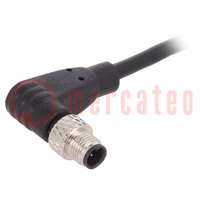 Connector: M5; plug; male; cables; PIN: 3; 1A; angled; IP67; 60V; 1m