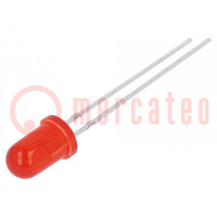 LED; 5mm; rosso; 4÷10mcd; 30°; Frontale: convesso; 1,8÷2,5V