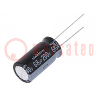 Capacitor: electrolytic; THT; 68uF; 200VDC; Ø12.5x25mm; Pitch: 5mm