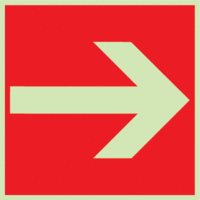 Wandschild - Richtungspfeil, gerade, Rot, 15.4 x 15.4 cm, Aluminium, Für innen