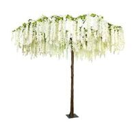 Artificial Silk Umbrella Wisteria Tree - 290cm, White