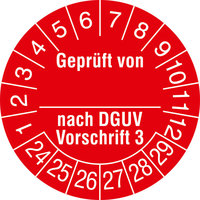 Prüfplakette, Geprüft von_ nach DGUV Vorschrift 3,500 Stück/Rolle, 3,0 cm, 20-25 Version: 24-29 - Prüfplakette 2024-2029