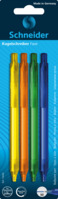Kugelschreiber Fave, Druckmechanik, Ausführung Mine: M, blau, 4er Blisterkarte sortiert