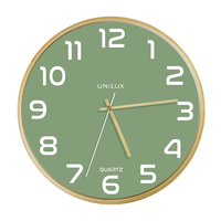 Unilux 400165098 Horloge murale et de table Horloge à quartz Rond Vert, Bois