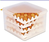 Eierbox : Lieferung mit 8 Trägern 29x29 cm, nutzbar sind 3-4 Ebenen à 30 Eier