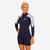 Women's Sea Walking Long-sleeved Neoprene Short Wetsuit 3/2mm - Dark Blue - S/L