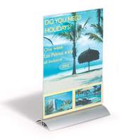 Durable Acrylic Aluminium Display Stand Table Menu & Sign Holder | A4 | Clear