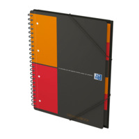 Oxford International A4+ Polypropylen doppelspiralgebundenes Organiserbook, kariert 5 mm, 80 Blatt, grau, SCRIBZEE® kompatibel