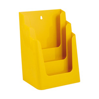 3-fach Prospekthalter DIN A4 / Tischprospektständer / Prospektaufsteller / Mehrfachständer / Flyerhalter | sárga, hasonló, mint RAL 1003
