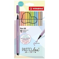 Fasermaler Pen 68 Etui „Pastellove". Kartonetui mit 12 Stiften STABILO 6812-7-7