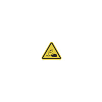 Etikett Warnzeichen ätzenden Stoffen 100.0 mm gelb mit schwarzem Aufdruck