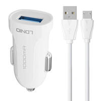 Car charger LDNIO DL-C17, 1x USB, 12W + Micro USB cable (white)