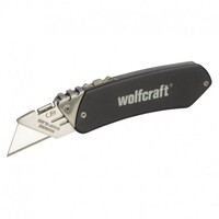 WOLFCRAFT 4124000 - Navaja de aluminio para ocio con cuchilla retractil y clip para cinturon