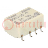 Relay: electromagnetic; DPDT; Ucoil: 24VDC; Icontacts max: 1A; SMD