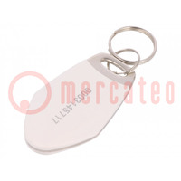RFID sleutelhanger; metaal,plastic; wit; 125kHz; 8BROM