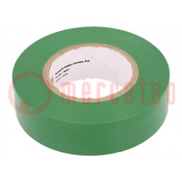 Tape: electro-isolatie; W: 19mm; L: 20m; Thk: 0,15mm; groen; rubber