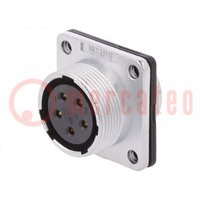 Socket; WS; female; PIN: 5; flange (4 holes),for panel mounting