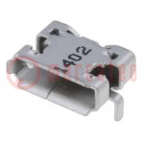 Socket; USB AB micro; SMT; horizontal; USB 2.0; gold-plated