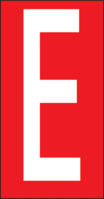 Buchstaben - E, Rot, 57 x 22 mm, Baumwoll-Vinylgewebe, Selbstklebend, B-500