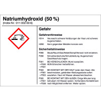 Gefahrstoffetiketten zur Behälterkennzeichnung, Folie, 10,5 x 7,4 Version: 15 - G015: Natriumhydroxid (50%)