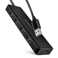 AXAGON HUE-C1A SUPERSPEED USB-A TRAVEL HUB, 4X USB 3.0-20CM, SCHWARZ