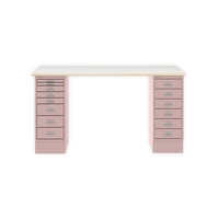 MultiDesk, 1 MultiDrawer mit 6 Schüben, 1 MultiDrawer mit 8 Schüben, Dekor Plywood, Farbe Pastellpink, Maße: H 740 x B 1400 x T 600 mm