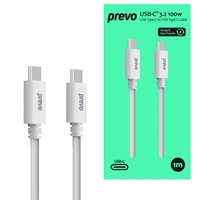 Prevo USB 3.2 100W C to C cable 20V/5A 10GB/20GB/s White Superior Design & Performance Retail Box Packaging