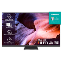 Hisense 75U8KQ televízió 190,5 cm (75") 4K Ultra HD Wi-Fi Fekete, Szürke 650 cd/m²