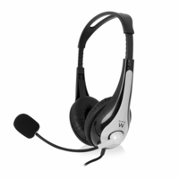 Ewent EW3562 hoofdtelefoon/headset Bedraad Hoofdband Oproepen/muziek Zwart, Zilver