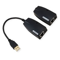 Value 12.99.1123 tussenstuk voor kabels USB-A, RJ-45 Zwart