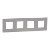 Unica Pure - plaque de finition - Aluminium liseré Blanc - 4 postes (NU600880)