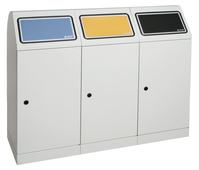 Abfalltrennung Flex-M, 3-fach Station, RAL 7035/ProPads, verz. Innenbehälter, 70 Liter