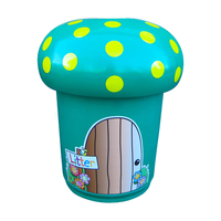 Mushroom Litter Bin - 90 Litre - with Spots and Door Graphic - Light Green (10-14 working days) - Plastic Liner